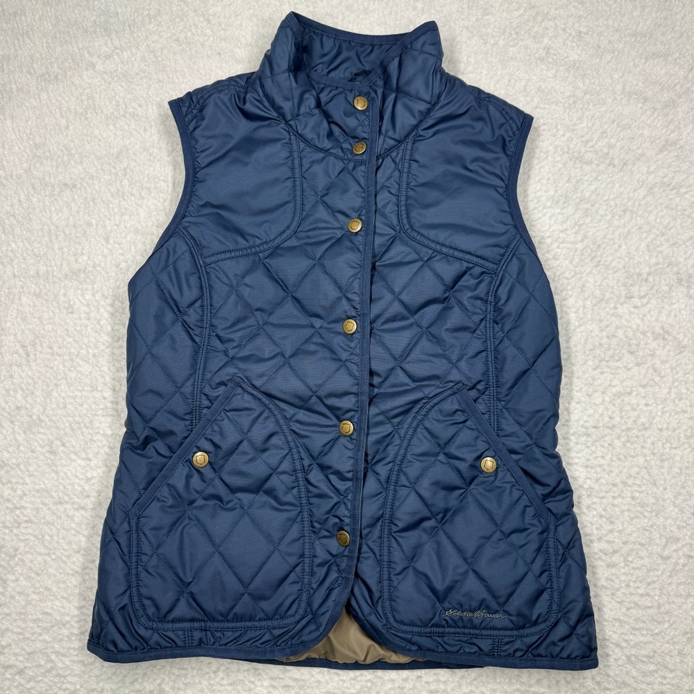 Eddie Bauer‎ Quilt Puffer Vest Blue Sport Shop Women's Size Medium